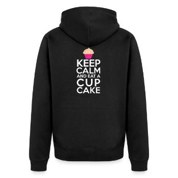 Restez calme Restez calme et mangez un petit gâteau - Veste à capuche bio Premium Unisexe - noir - Dos - Nico (187cm)