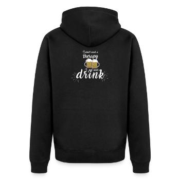 No therapy but drink drinking beer Party S - Unisex Premium Organic Zip Hoodie - black - Back - Nico (187cm)