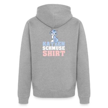 Katzen Schmuse Shirt Katze kuscheln streicheln Kat - Unisex Premium Bio Zip Hoodie - Grau meliert - Hinten - Nico (187cm)
