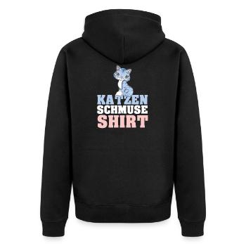 Katzen Schmuse Shirt Katze kuscheln streicheln Kat - Unisex Premium Bio Zip Hoodie - Schwarz - Hinten - Nico (187cm)