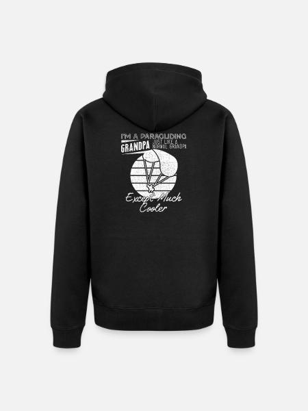 Cool Paragliding Grandpa - Unisex Premium Organic Zip Hoodie - black
