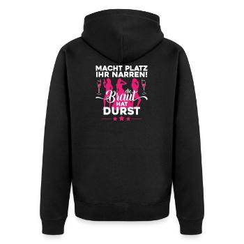 Junggesellinnenabschied Team Braut Geschenk - Unisex Premium Bio Zip Hoodie - Schwarz - Hinten - Nico (187cm)