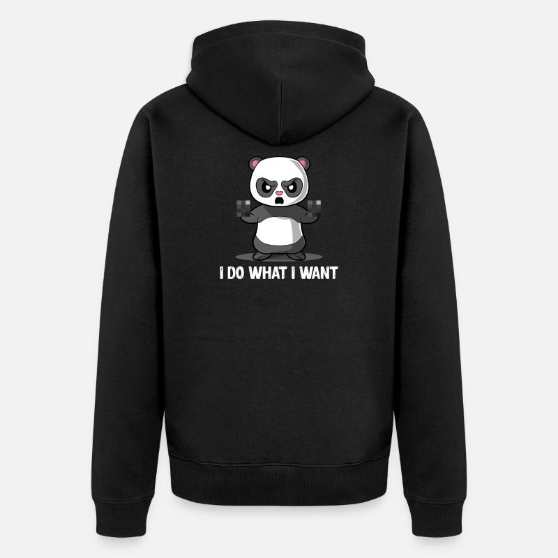Panda– Pandabär – Mittelfinger - - Unisex Premium Bio Zip Hoodie - Schwarz