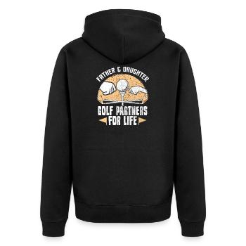 Golfen Golfer Golf Vater Tochter Geschenk - Unisex Premium Bio Zip Hoodie - Schwarz - Hinten - Nico (187cm)