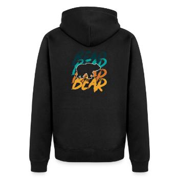 Bär Bären - Unisex Premium Bio Zip Hoodie - Schwarz - Hinten - Nico (187cm)