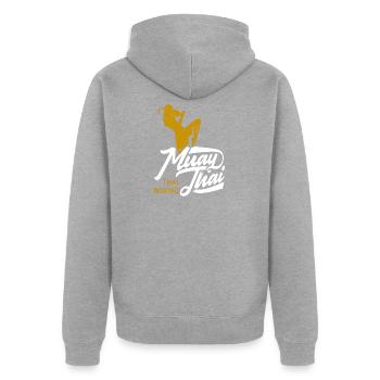 Muay Thai - Veste à capuche bio Premium Unisexe - gris chiné - Dos - Nico (187cm)