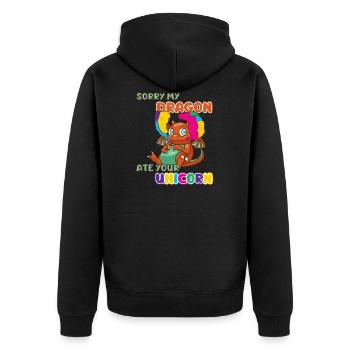 Drache Einhorn Fantasie Märchen Werwolf Geschenk - Unisex Premium Bio Zip Hoodie - Schwarz - Hinten - Nico (187cm)