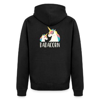 Unicorn Dad Dadacorn & Son Daughter Fathers Day - Unisex Premium Organic Zip Hoodie - black - Back - Nico (187cm)