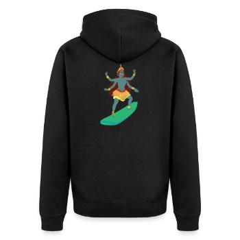 Surf Like Kali Yuga - Unisex Premium Bio Zip Hoodie - Schwarz - Hinten - Nico (187cm)
