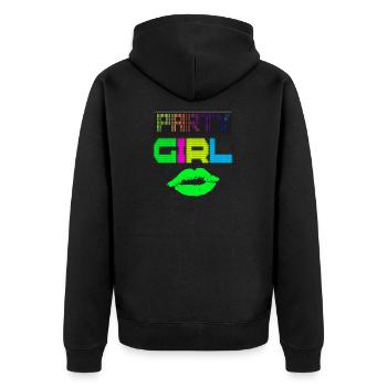 Party Girl Neon Rave Disco Dance Glow Geschenk - Unisex Premium Bio Zip Hoodie - Schwarz - Hinten - Nico (187cm)