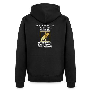 Lustiges Kajak Design - Unisex Premium Bio Zip Hoodie - Schwarz - Hinten - Nico (187cm)