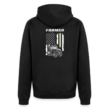 Farmer Landwirt Bauer Landwirtschaft - Unisex Premium Bio Zip Hoodie - Schwarz - Hinten - Nico (187cm)
