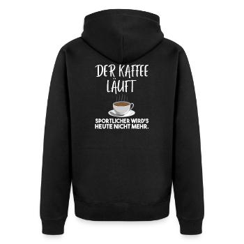 Kaffee Motivation lustig Geschenk - Unisex Premium Bio Zip Hoodie - Schwarz - Hinten - Nico (187cm)