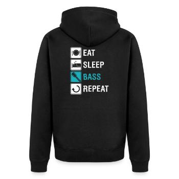 Bass - Unisex Premium Bio Zip Hoodie - Schwarz - Hinten - Nico (187cm)