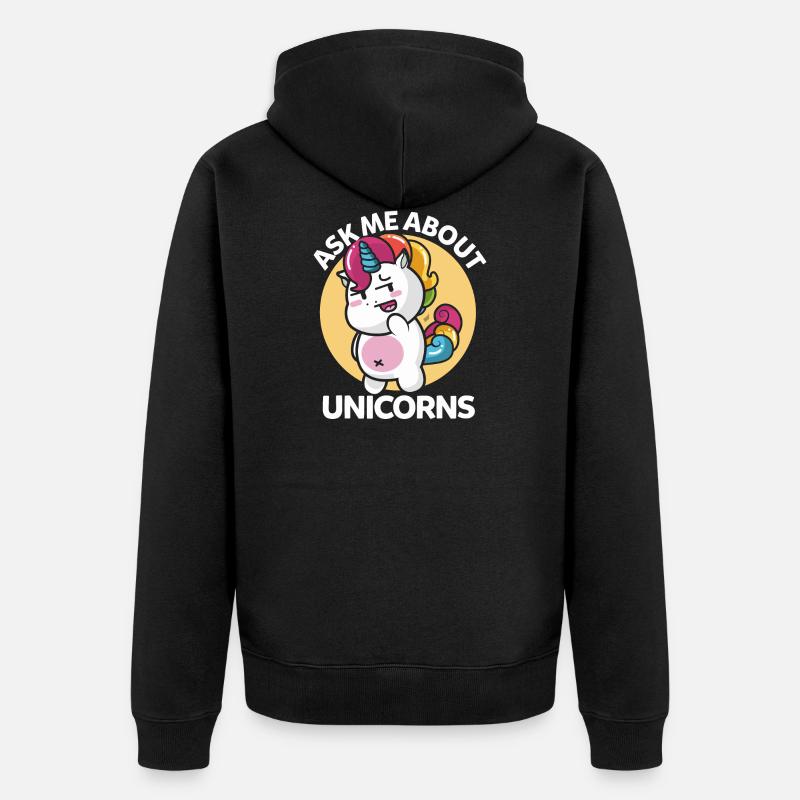 Süßes Einhorn - Unisex Premium Bio Zip Hoodie - Schwarz
