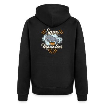 Save The Manatees - Floridas Seekuh schützen - Unisex Premium Bio Zip Hoodie - Schwarz - Hinten - Nico (187cm)