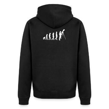 Astronomie Entwicklung - Unisex Premium Bio Zip Hoodie - Schwarz - Hinten - Nico (187cm)