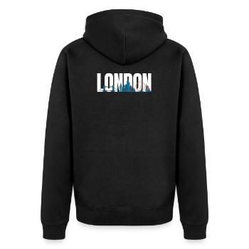 London Skyline UK England Tower Bridge Geschenk - Unisex Premium Bio Zip Hoodie - Schwarz - Hinten - Nico (187cm)