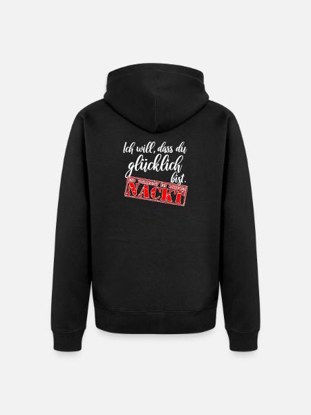 Glücklich und nackt Männer Shirt Beziehung TShirt - Unisex Premium Bio Zip Hoodie - Schwarz