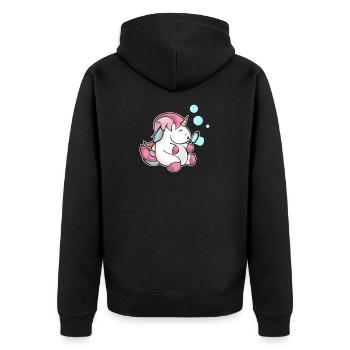 Bulles de savon Licorne soufflant un cadeau d'enfant scintillant - Veste à capuche bio Premium Unisexe - noir - Dos - Nico (187cm)