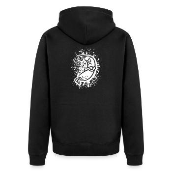 Beleidigte Leberwurst Essen Comic Funny Food Shirt - Unisex Premium Bio Zip Hoodie - Schwarz - Hinten - Nico (187cm)