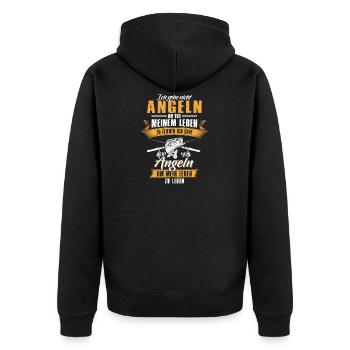 Angeln um sein Leben zu genießen Angler - Unisex Premium Bio Zip Hoodie - Schwarz - Hinten - Nico (187cm)