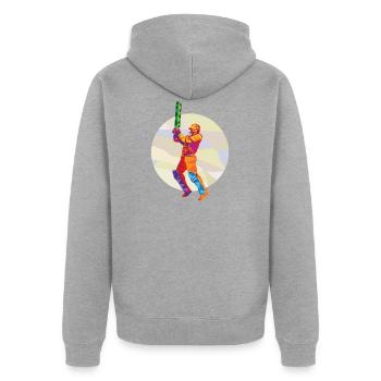 Cricket - Unisex Premium Bio Zip Hoodie - Grau meliert - Hinten - Nico (187cm)