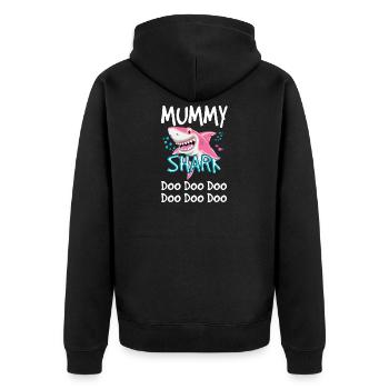 Mum Shark T-Shirt for Mother's Day Gift - Unisex Premium Organic Zip Hoodie - black - Back - Nico (187cm)