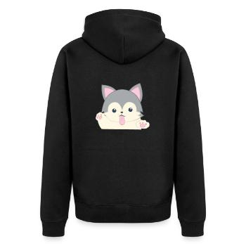 Husky - T-shirt Husky - Husky Chien mignon - Veste à capuche bio Premium Unisexe - noir - Dos - Nico (187cm)