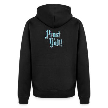 Produit Prost Y’All - Drôle d’allemand - Veste à capuche bio Premium Unisexe - noir - Dos - Nico (187cm)