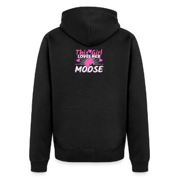 Elch - Unisex Premium Bio Zip Hoodie - Schwarz - Hinten - Nico (187cm)