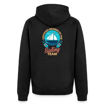 Segel Team - Unisex Premium Bio Zip Hoodie - Schwarz - Hinten - Nico (187cm)