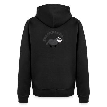 frechdachs Dachs frech süß lustig Tierliebe - Unisex Premium Bio Zip Hoodie - Schwarz - Hinten - Nico (187cm)