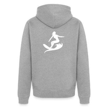 surfer - Unisex Premium Organic Zip Hoodie - heather grey - Back - Nico (187cm)