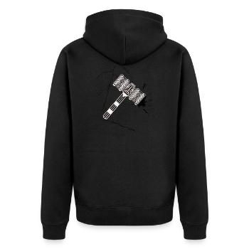Mjolnir Thors hammer Wikinger Krieger Geschenk - Unisex Premium Bio Zip Hoodie - Schwarz - Hinten - Nico (187cm)