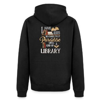 Books reading literature lovers novel bookworm - Unisex Premium Organic Zip Hoodie - black - Back - Nico (187cm)