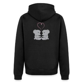 Koala - Koalas - Koalafan - couple - love - heart - Unisex Premium Organic Zip Hoodie - black - Back - Nico (187cm)