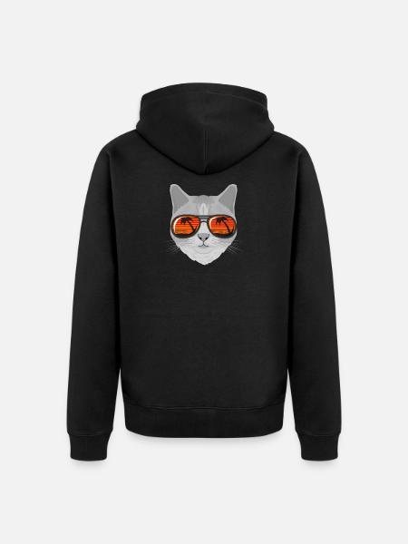 Cat with sunglasses glasses gift - Unisex Premium Organic Zip Hoodie - black
