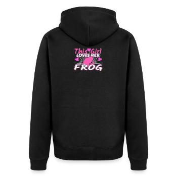 frog - Unisex Premium Organic Zip Hoodie - black - Back - Nico (187cm)