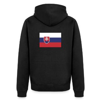 Flagge Slowakei Flagge Slovakia - Unisex Premium Bio Zip Hoodie - Schwarz - Hinten - Nico (187cm)