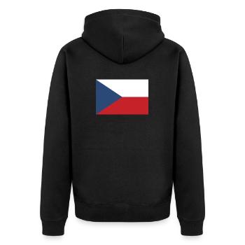 Flagge Tschechien, Flagge Tschechiens, Czechia - Unisex Premium Bio Zip Hoodie - Schwarz - Hinten - Nico (187cm)