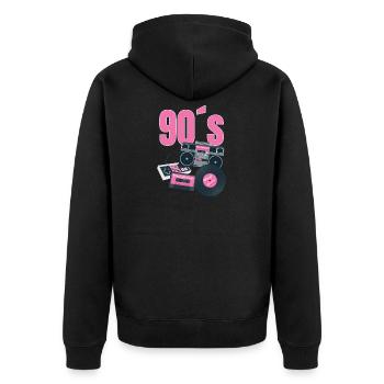 90s Outfit Retro 90s Costume Party Gift - Unisex Premium Organic Zip Hoodie - black - Back - Nico (187cm)