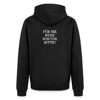 Für Sie Herr Doktor Bitte Doktorand Arzt Geschenk - Unisex Premium Bio Zip Hoodie - Schwarz - Hinten - Nico (187cm)