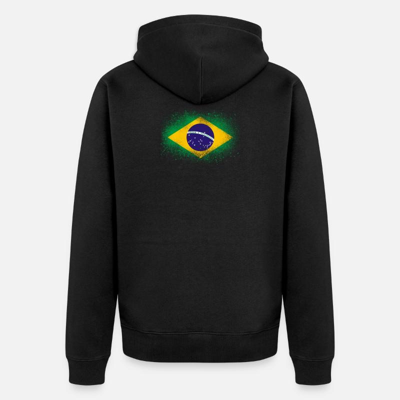 Drapeau brésilien cadeau du Brésil - Veste à capuche bio Premium Unisexe - noir