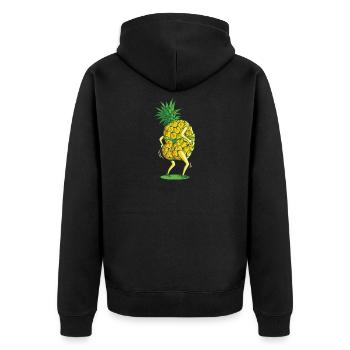 Pineapple tanga string dancing fruit twerking - Unisex Premium Organic Zip Hoodie - black - Back - Nico (187cm)