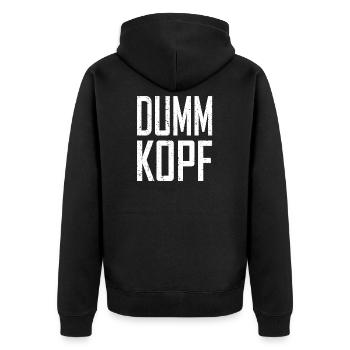 fool - Unisex Premium Organic Zip Hoodie - black - Back - Nico (187cm)