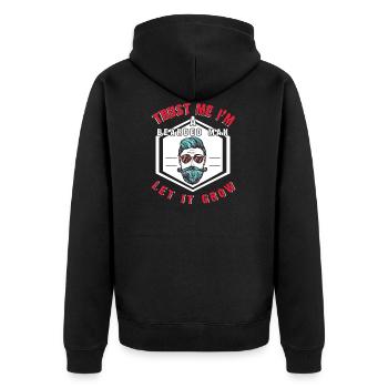 Trust Me I'm A Bearded Man - Unisex Premium Bio Zip Hoodie - Schwarz - Hinten - Nico (187cm)