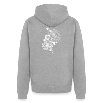 Künstlerischen Balck Und Weiß Doodle Blumen - Unisex Premium Bio Zip Hoodie - Grau meliert - Hinten - Nico (187cm)