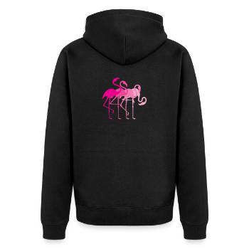 Flamingo Flamingos - Unisex Premium Organic Zip Hoodie - black - Back - Nico (187cm)