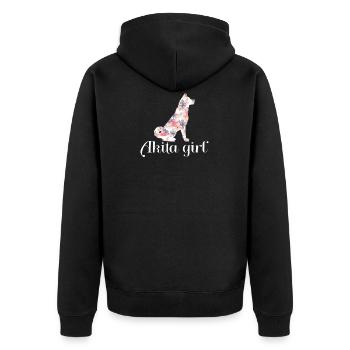 Akita Lovers,Akita Girl, New Akita Lovers Gift - Unisex Premium Organic Zip Hoodie - black - Back - Nico (187cm)